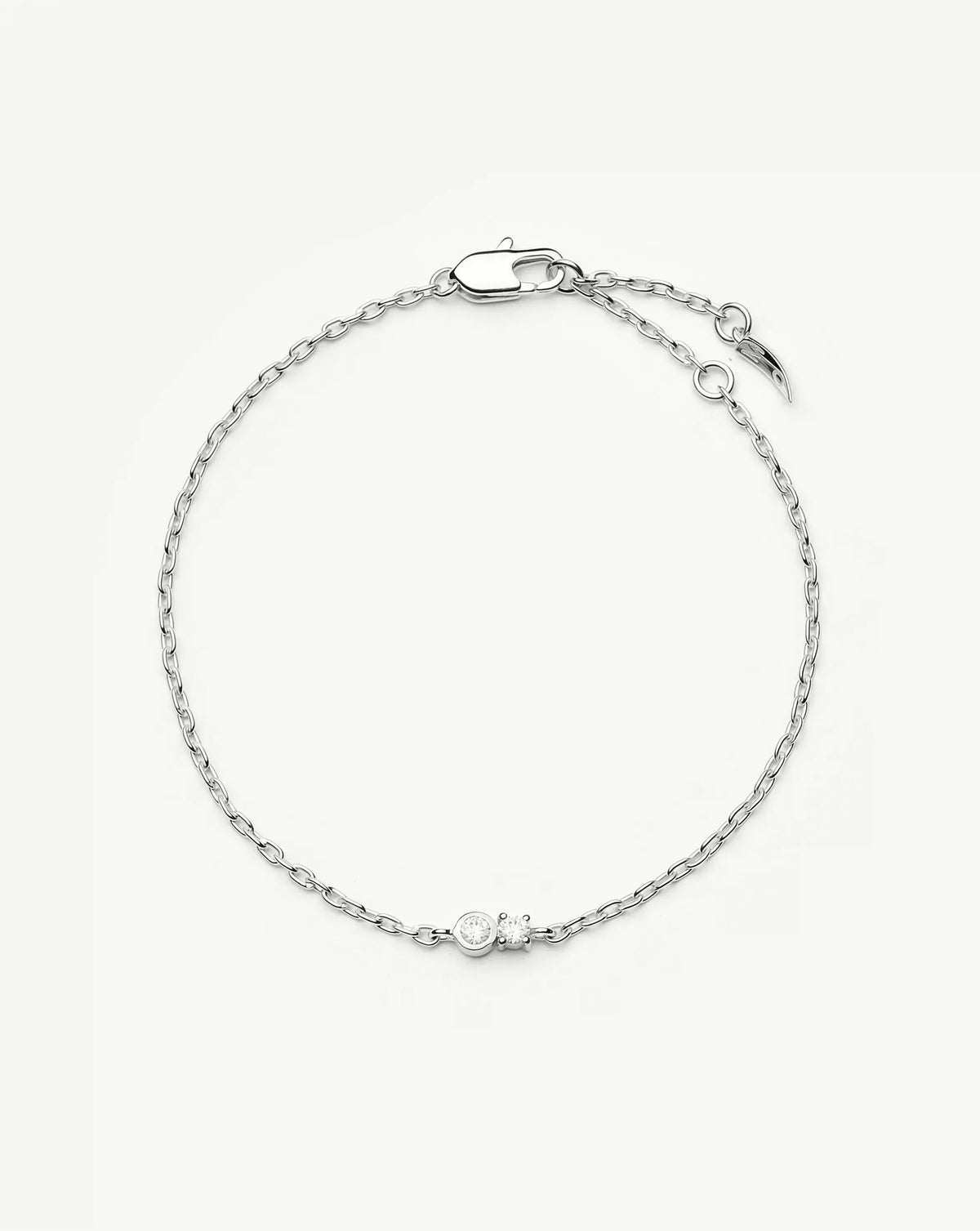 Duo Stone Chain Bracelet | Silver Plated/Cubic Zirconia