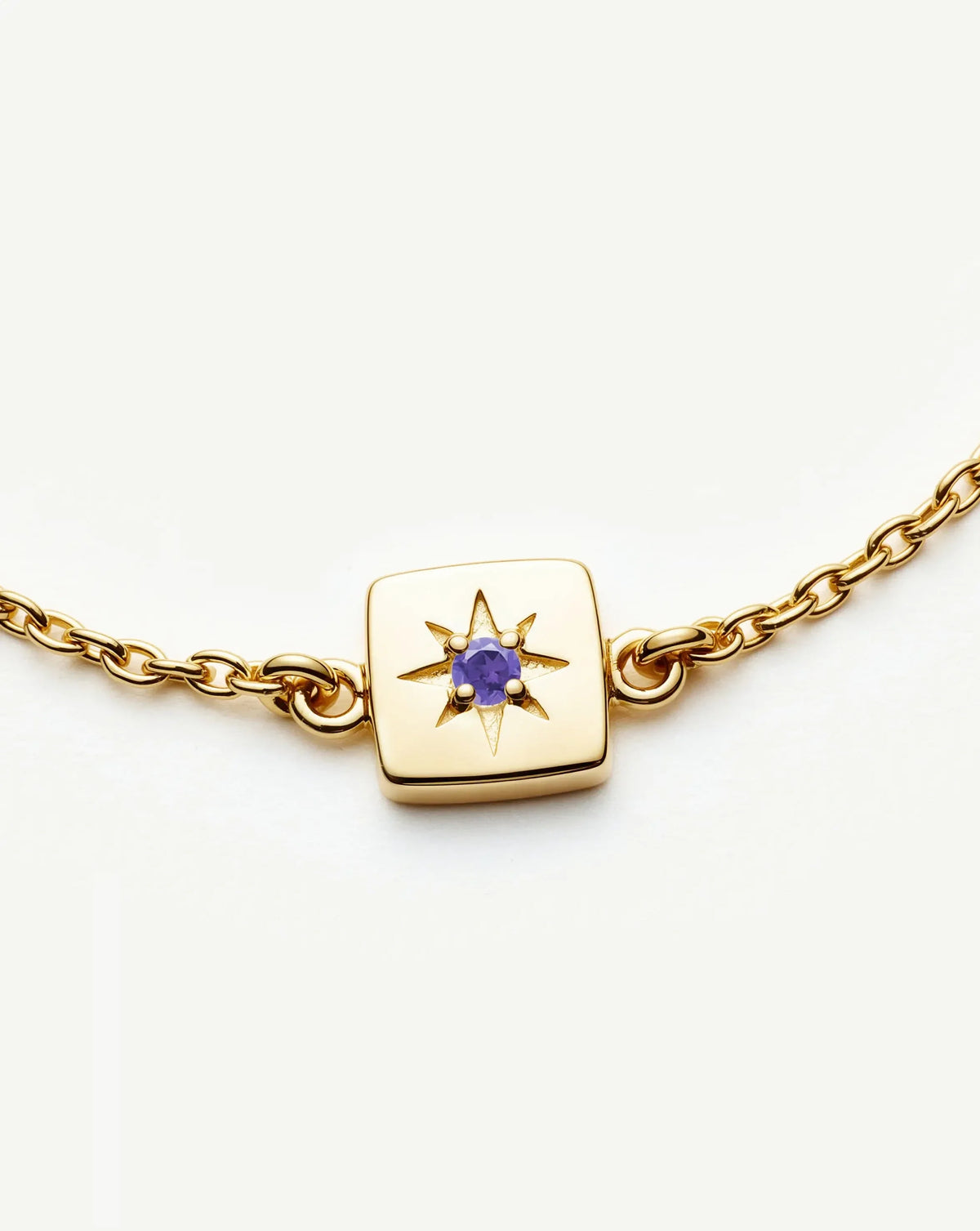 Feburary Birthstone Slider Bracelet | 18ct Gold Plated/Natural Amethyst