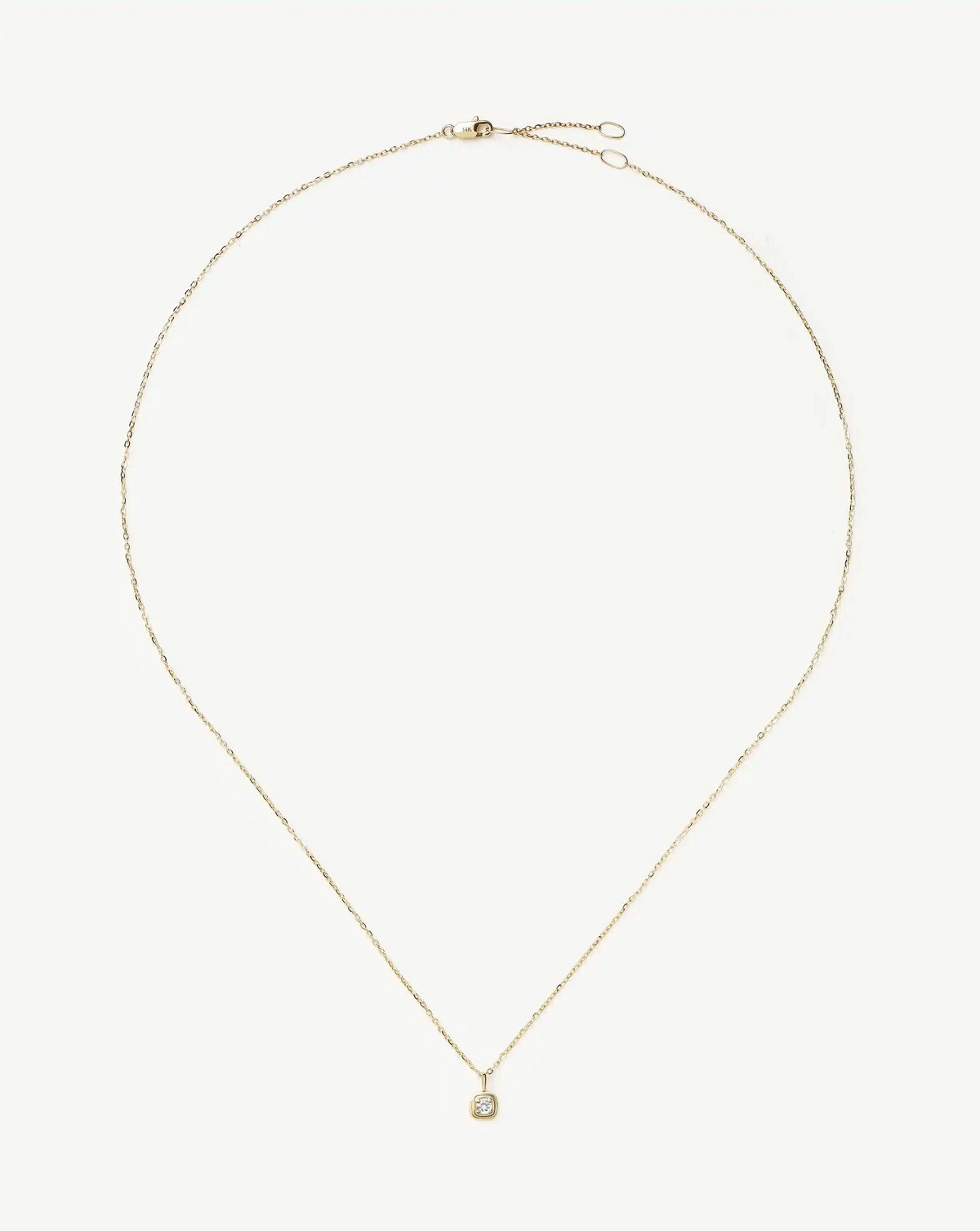 Solid Gold April Birthstone Pendant Necklace | 14ct Solid Gold/White Sapphire