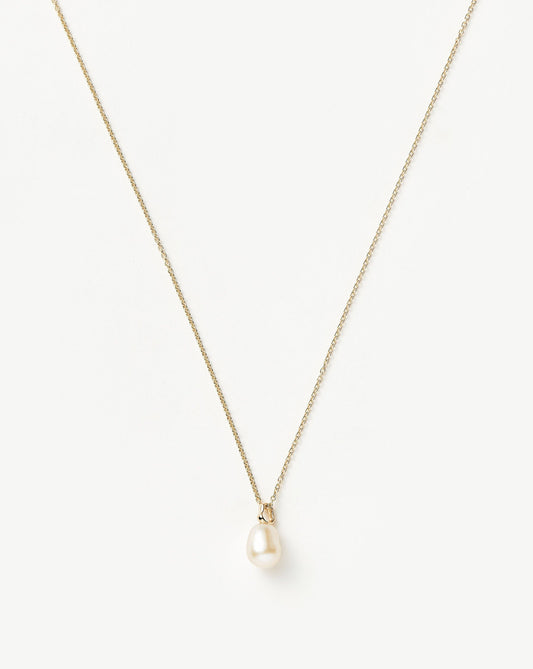 Solid Gold Baroque Pearl Organic Pendant Necklace