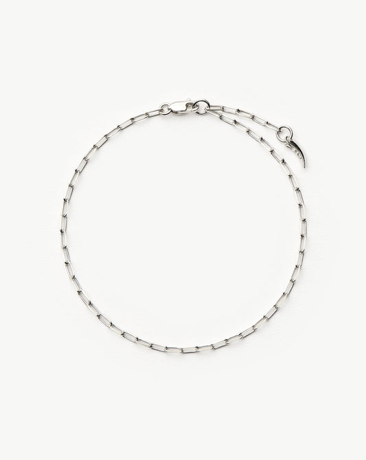Solid Gold Classic Paperclip Chain Bracelet | 14ct Solid White Gold