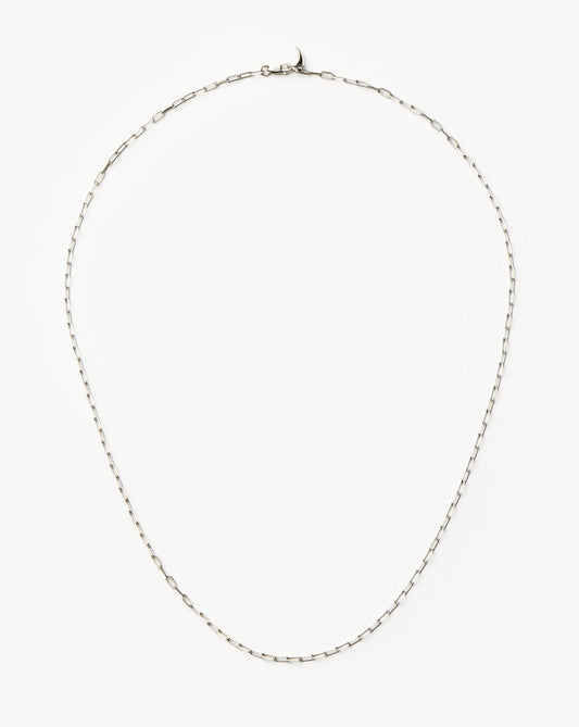 Solid Gold Classic Paperclip Chain Necklace | 14ct Solid White Gold