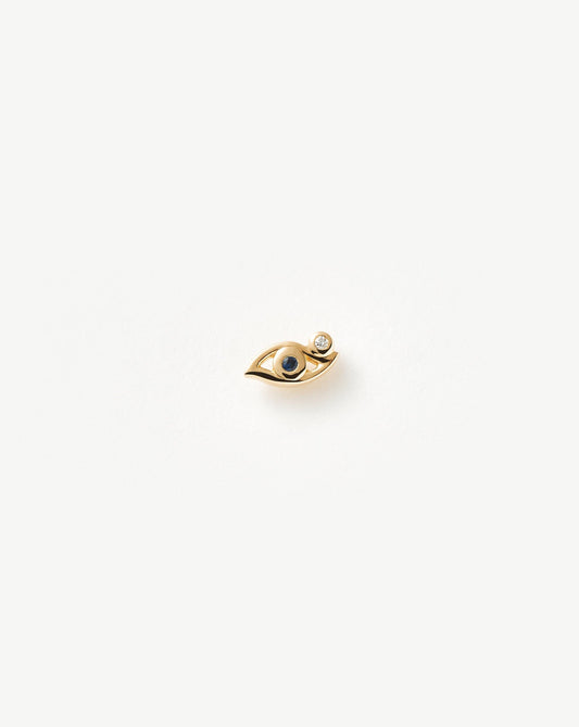 Solid Gold Evil Eye Single Stud Earring