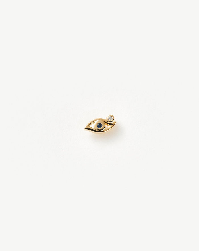 Solid Gold Evil Eye Single Stud Earring