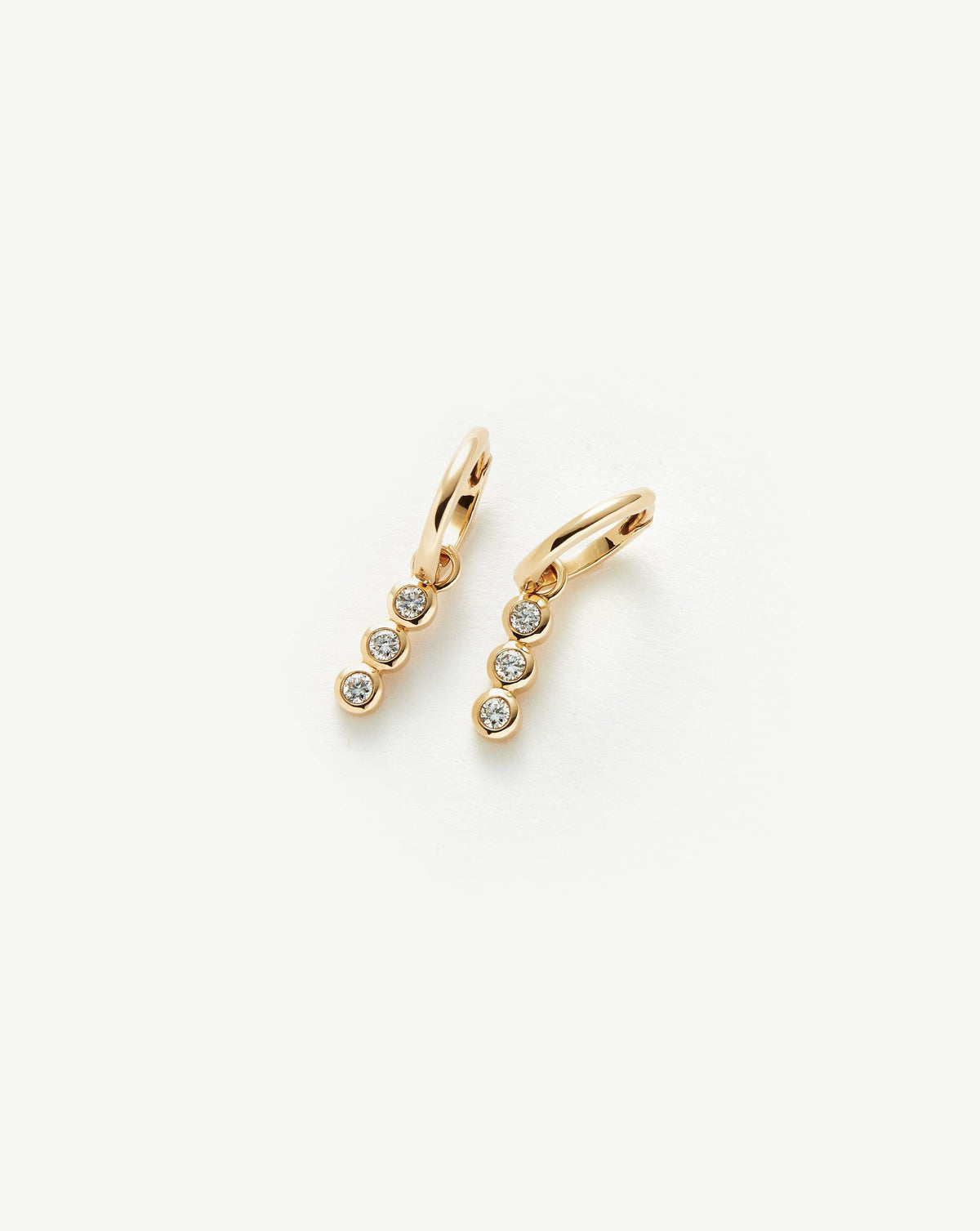 Solid Gold Diamond Charm Hoop Earrings