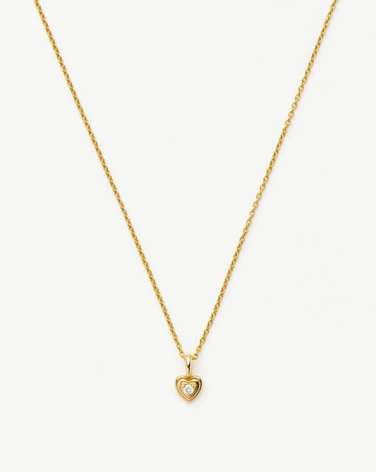 Solid Gold Diamond Heart Mini Pendant Necklace | 14ct solid Gold/Diamond