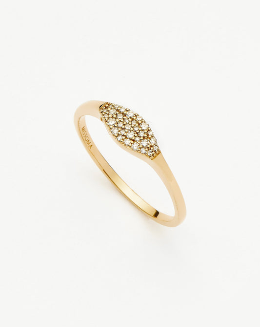Solid Gold Diamond Signet Ring | 9ct Solid Yellow Gold/Diamond