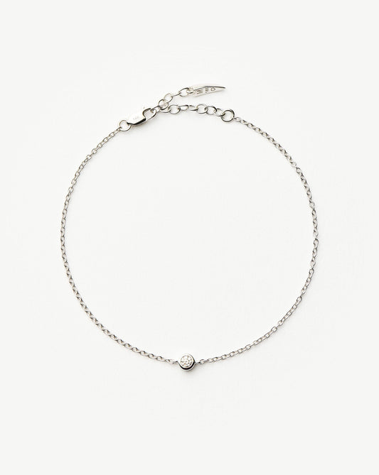 Solid Gold Diamond Solitaire Bracelet | 14ct Solid White Gold/Diamond
