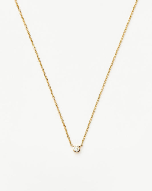 Solid Gold Diamond Solitaire Pendant Necklace | 14ct Solid Gold/Diamond