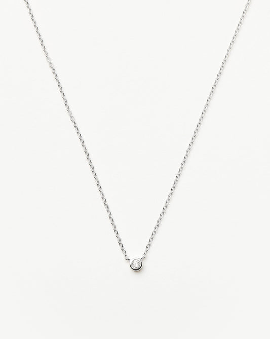 Solid Gold Diamond Solitaire Pendant Necklace | 14ct Solid White Gold/Diamond