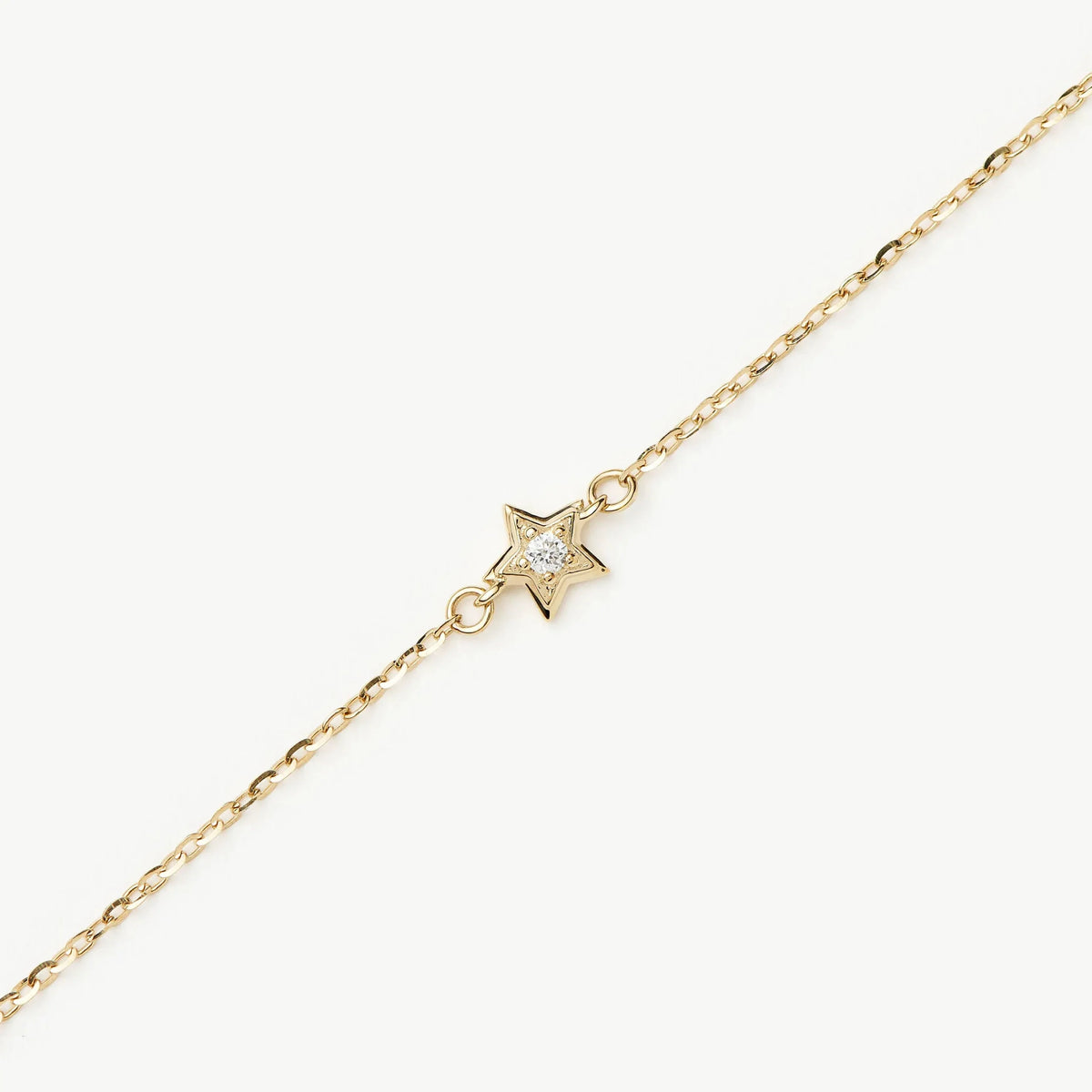 Solid Gold Diamond Star Chain Bracelet | 14ct Yellow Gold