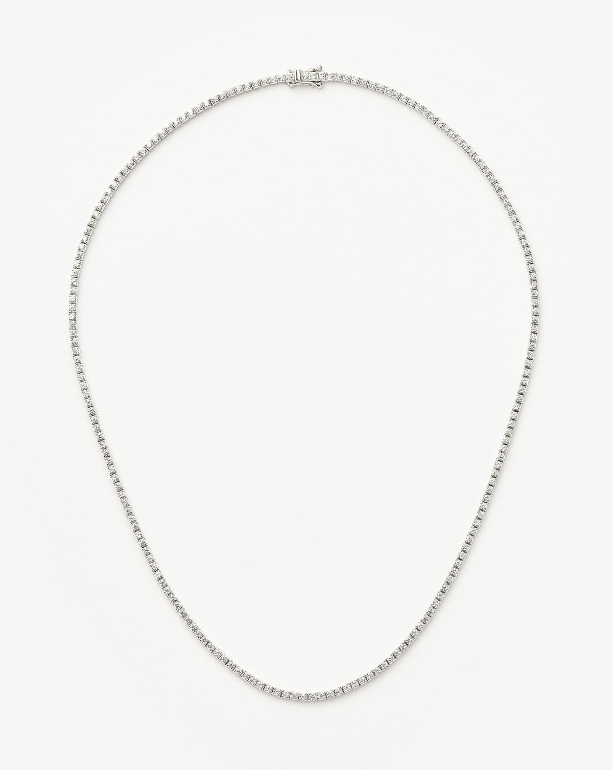 Solid Gold Diamond Tennis Necklace | 14ct Solid White Gold Diamond