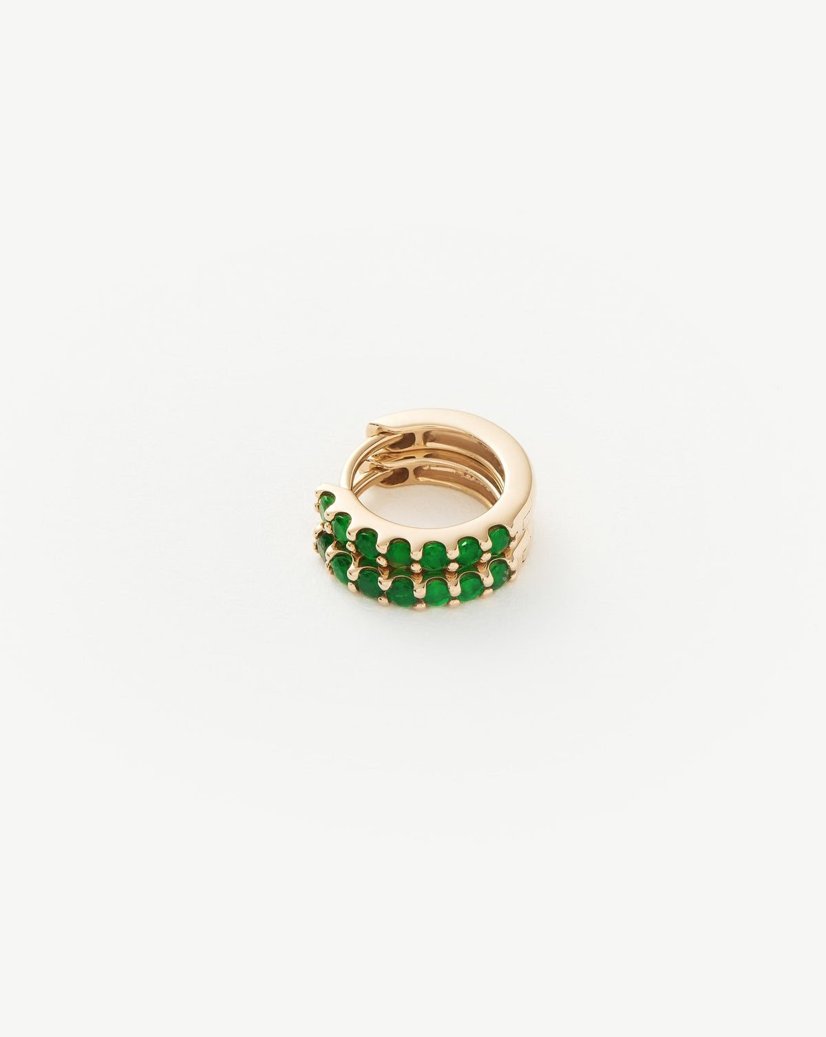Solid Gold Emerald Huggies