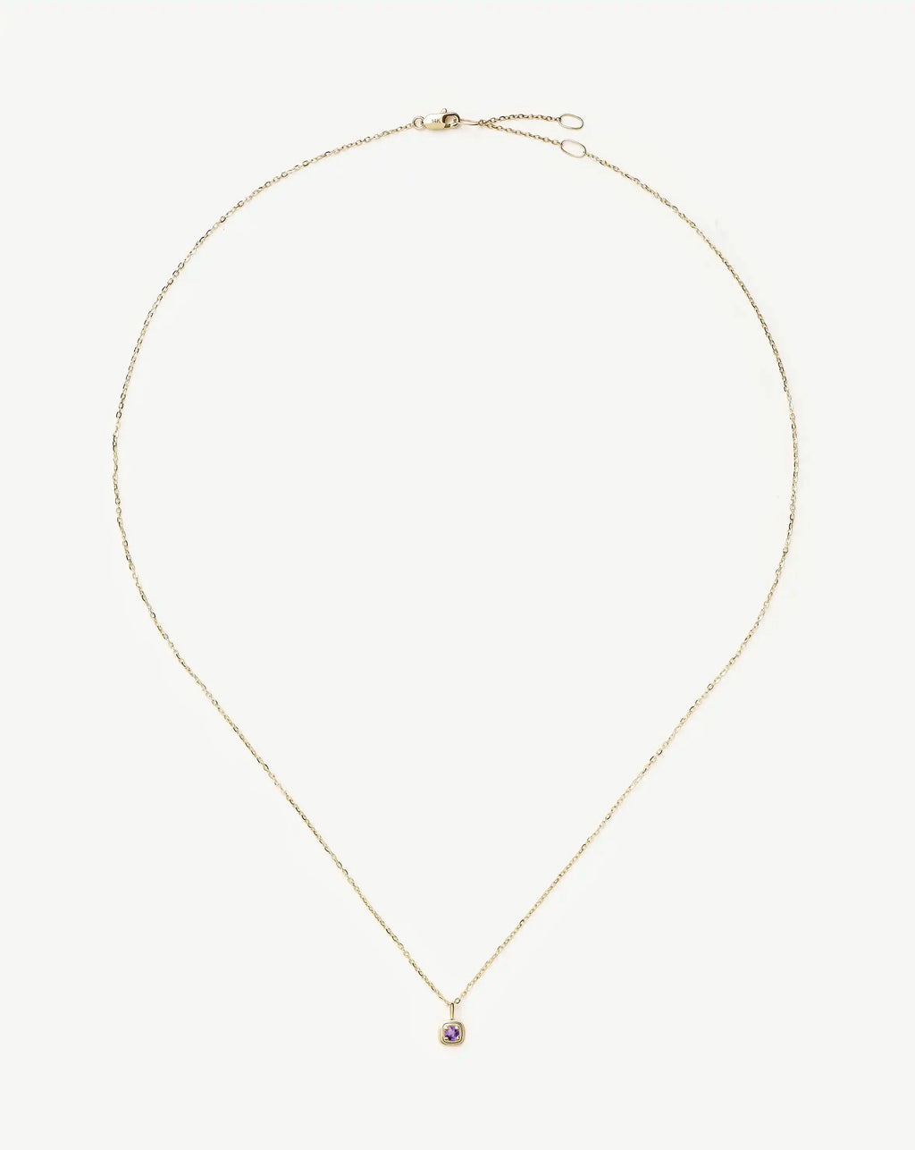 Solid Gold February Birthstone Pendant Necklace | 14ct Solid Gold/Amethyst