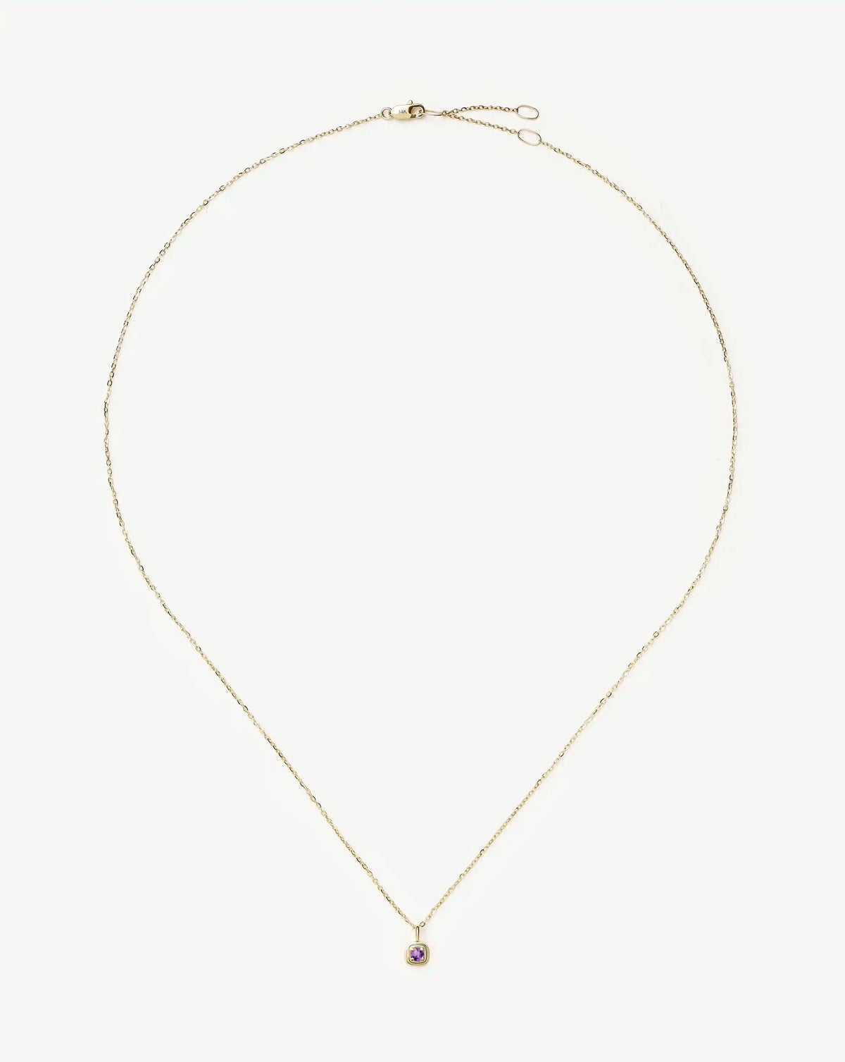 Solid Gold February Birthstone Pendant Necklace | 14ct Solid Gold/Amethyst