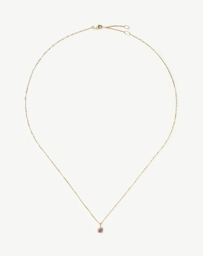 Solid Gold February Birthstone Pendant Necklace | 14ct Solid Gold/Amethyst