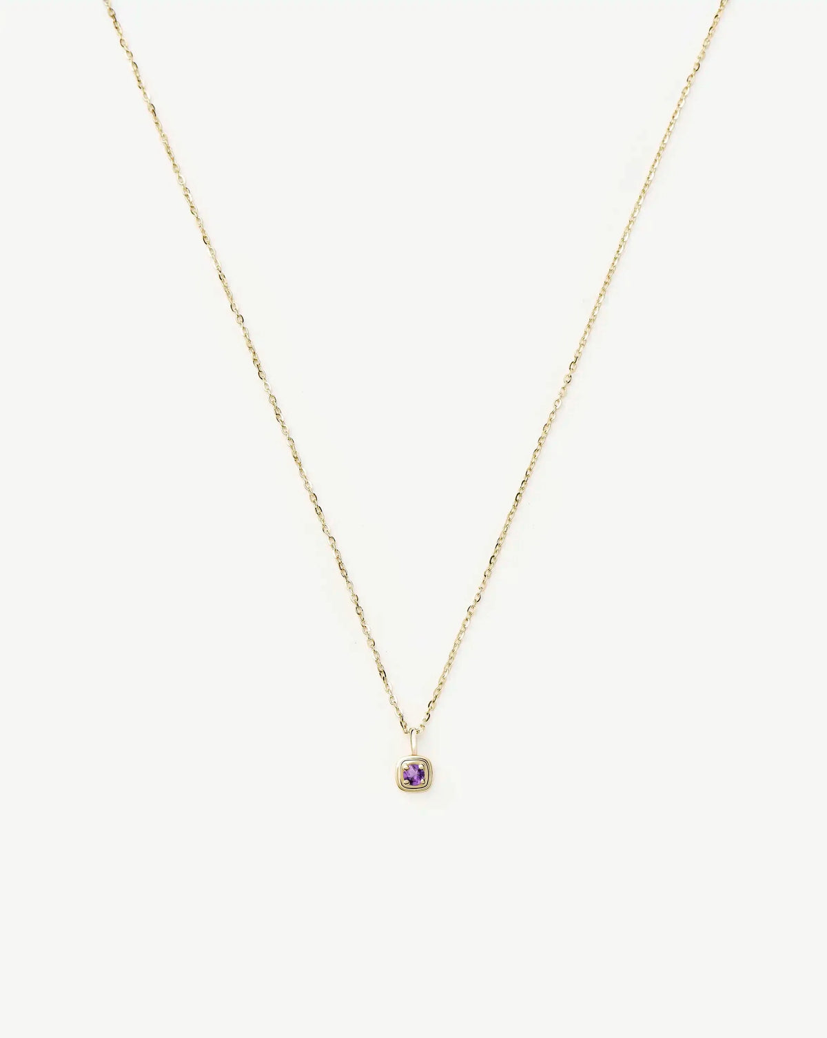 Solid Gold February Birthstone Pendant Necklace | 14ct Solid Gold/Amethyst