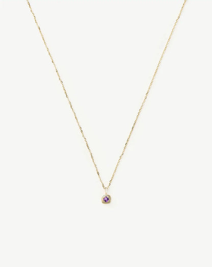 Solid Gold February Birthstone Pendant Necklace | 14ct Solid Gold/Amethyst
