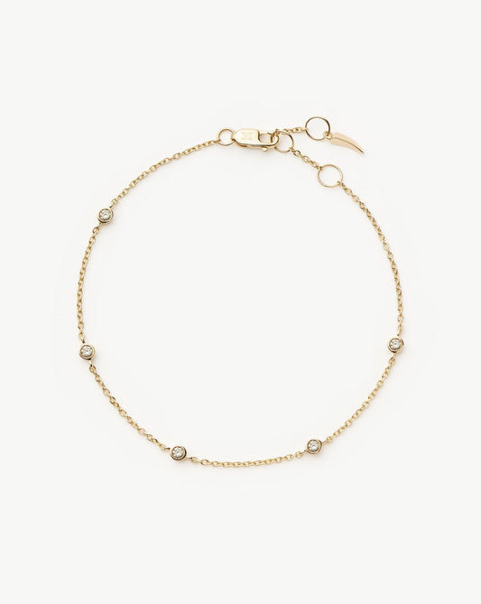 Solid Gold Floating Diamond Bracelet | 14ct Solid Gold