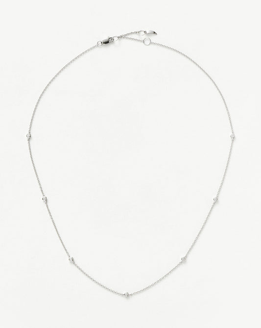 Solid Gold Floating Diamond Necklace | 14ct White Gold