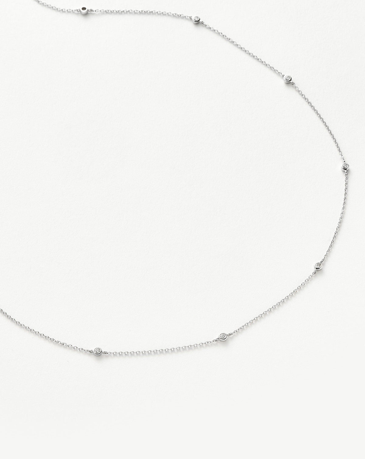 Solid Gold Floating Diamond Necklace | 14ct White Gold