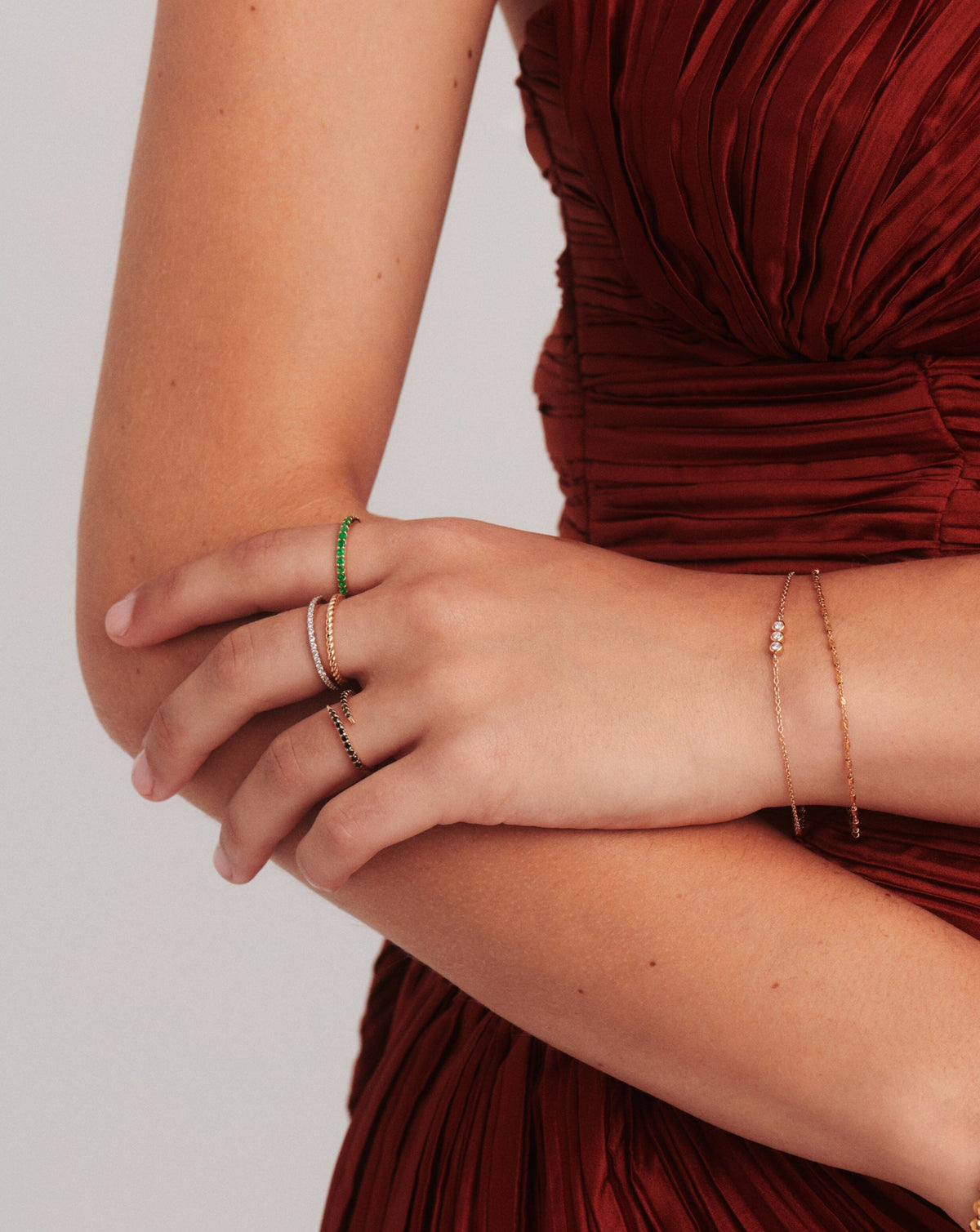 Solid Gold Half Emerald Eternity Ring