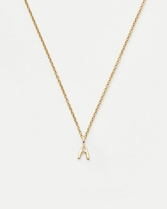 Solid Gold Initial Mini Pendant Necklace - A | 14ct Solid Gold