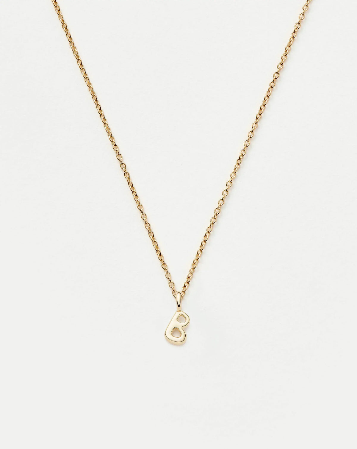 Solid Gold Initial Mini Pendant Necklace - B | 14ct Solid Gold
