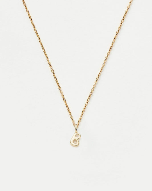 Solid Gold Initial Mini Pendant Necklace - B | 14ct Solid Gold