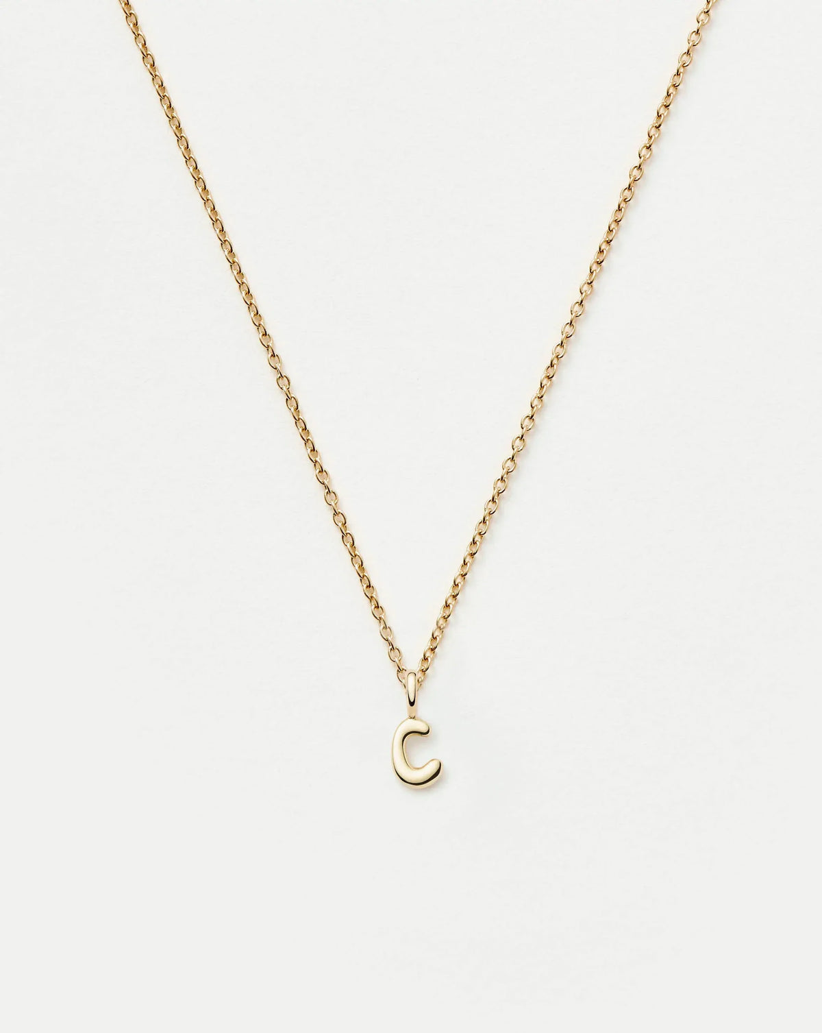 Solid Gold Initial Mini Pendant Necklace - C | 14ct Solid Gold