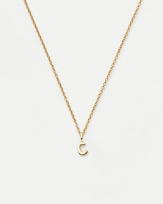 Solid Gold Initial Mini Pendant Necklace - C | 14ct Solid Gold