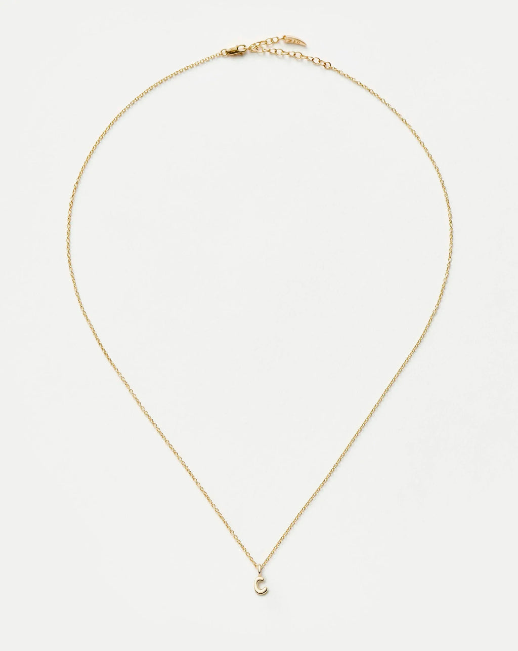 Solid Gold Initial Mini Pendant Necklace - C | 14ct Solid Gold