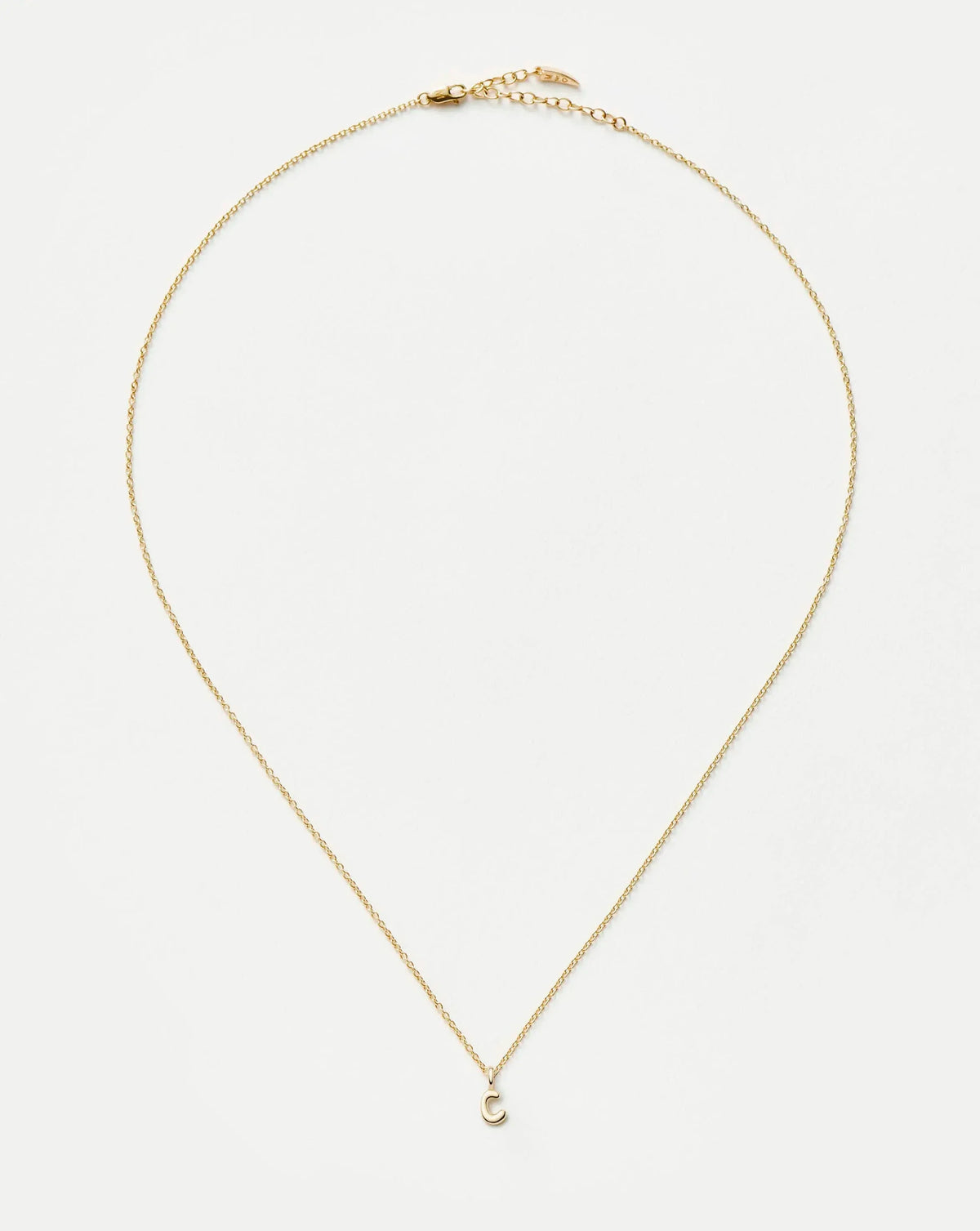 Solid Gold Initial Mini Pendant Necklace - C | 14ct Solid Gold
