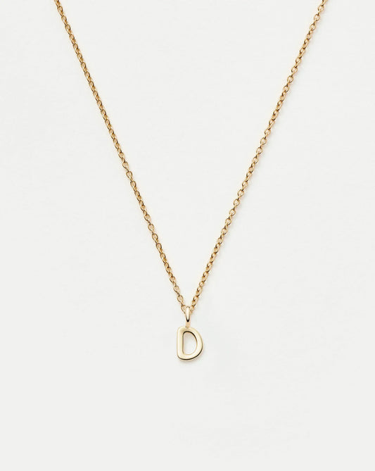 Solid Gold Initial Mini Pendant Necklace - D | 14ct Solid Gold