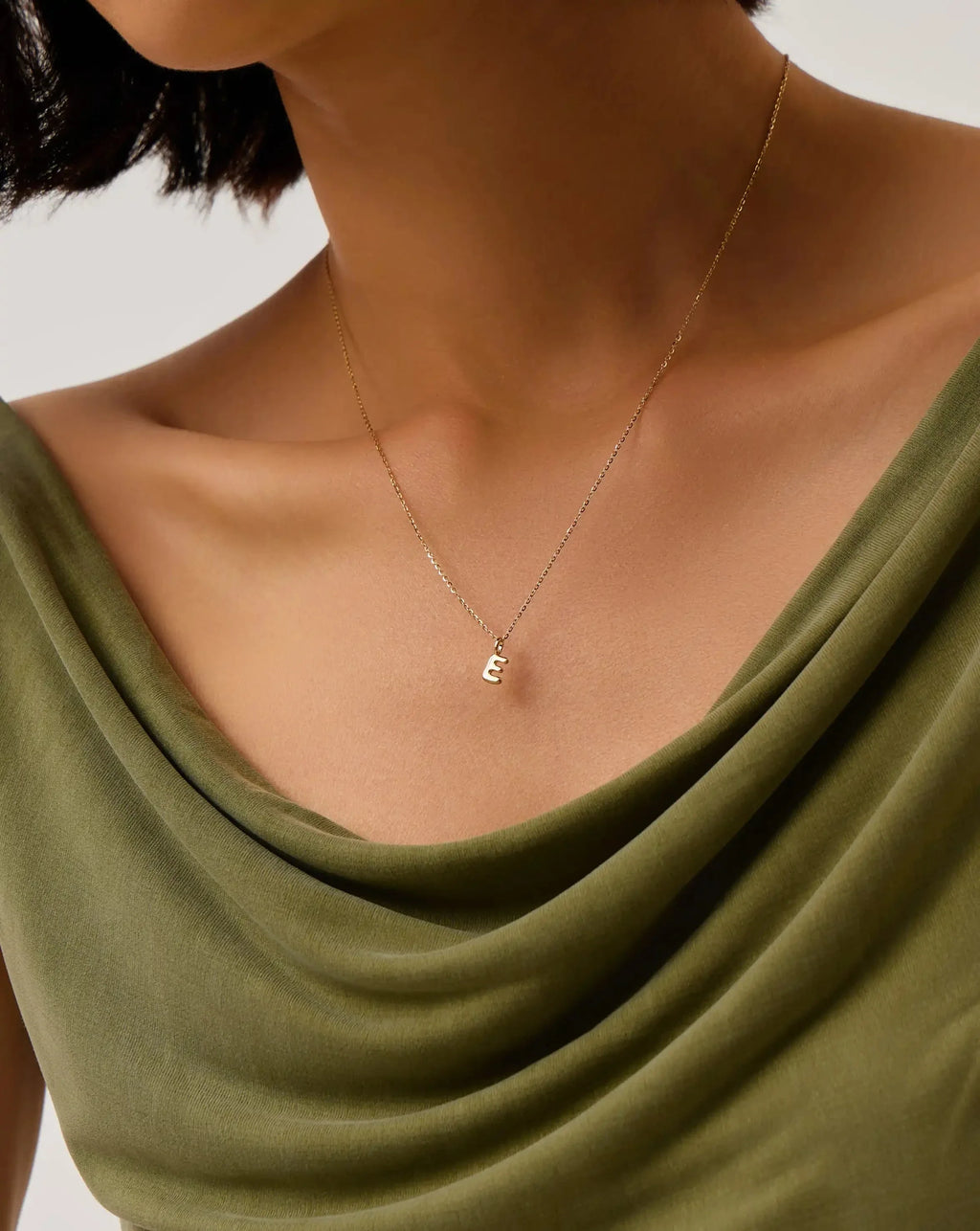 Solid Gold Initial Mini Pendant Necklace - E | 14ct Solid Gold