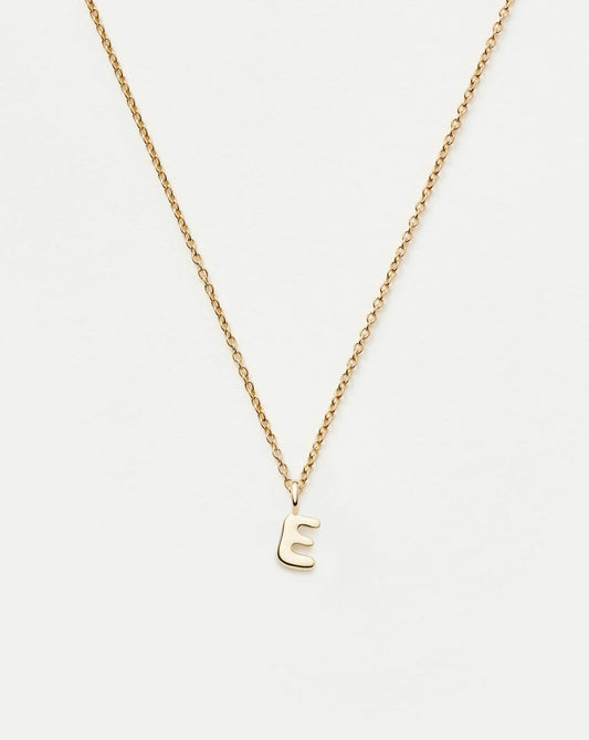 Solid Gold Initial Mini Pendant Necklace - E | 14ct Solid Gold