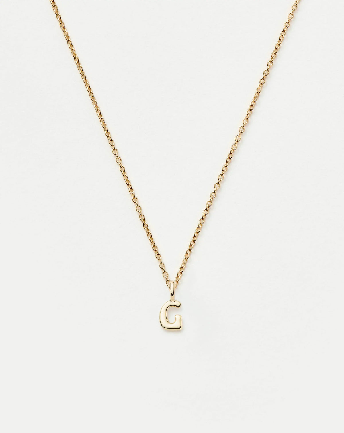 Solid Gold Initial Mini Pendant Necklace - G | 14ct Solid Gold