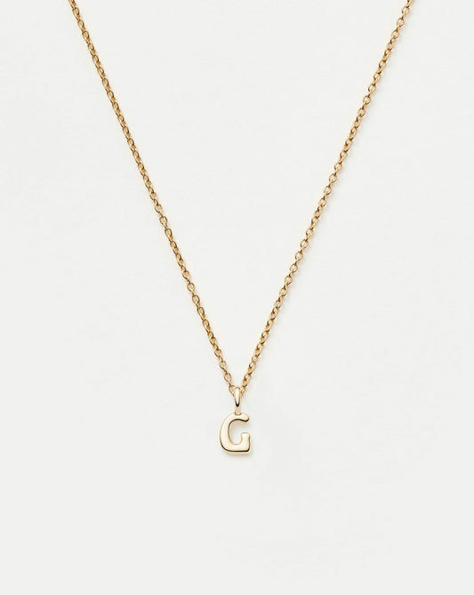 Solid Gold Initial Mini Pendant Necklace - G | 14ct Solid Gold