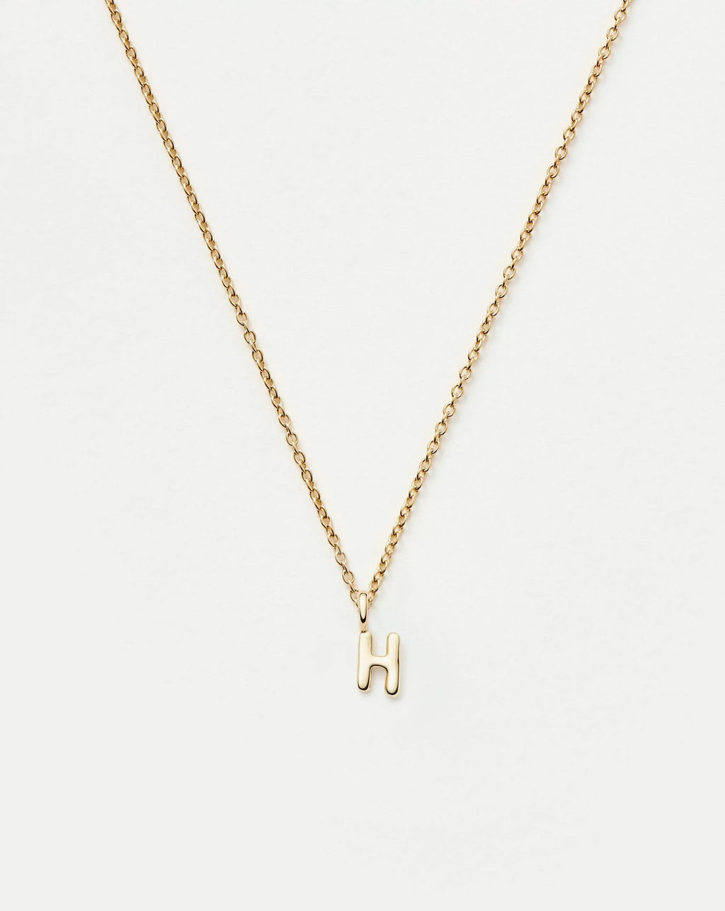 Solid Gold Initial Mini Pendant Necklace - H | 14ct Solid Gold