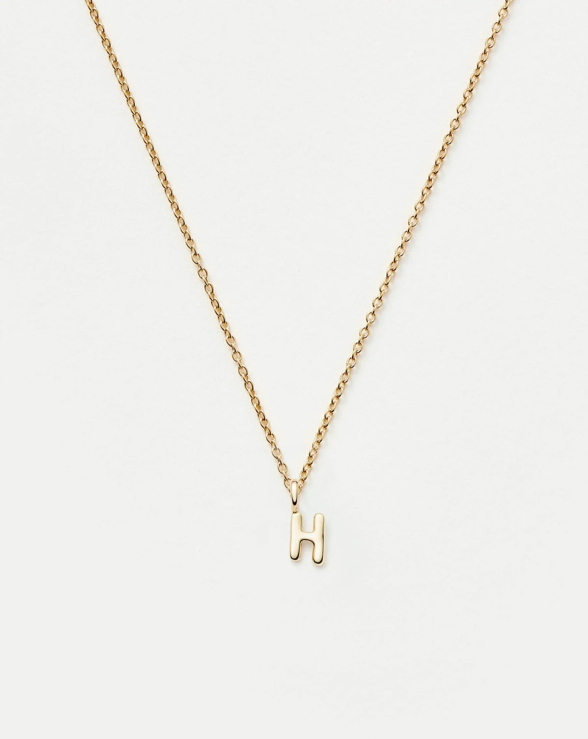 Solid Gold Initial Mini Pendant Necklace - H | 14ct Solid Gold