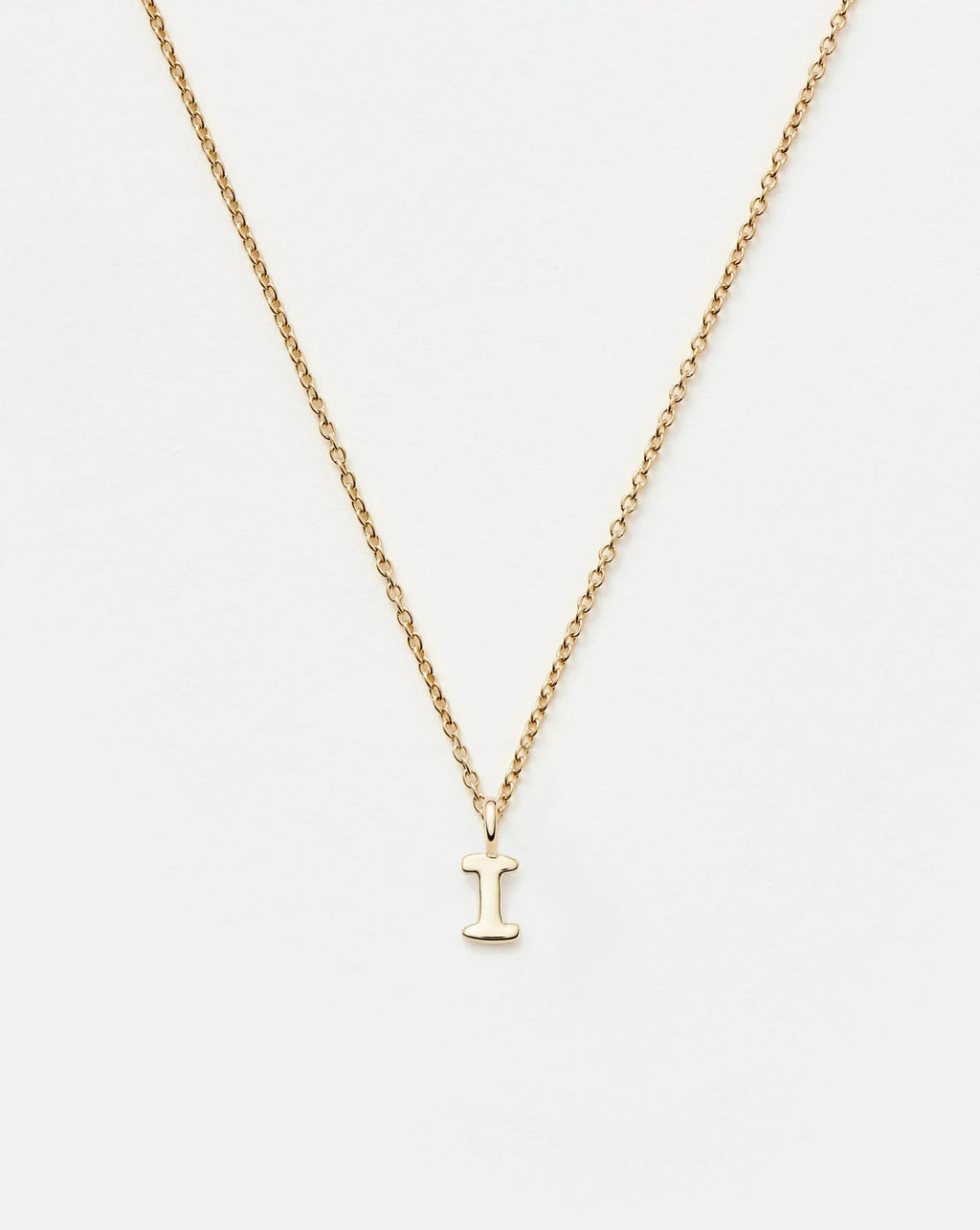 Solid Gold Initial Mini Pendant Necklace - I | 14ct Solid Gold
