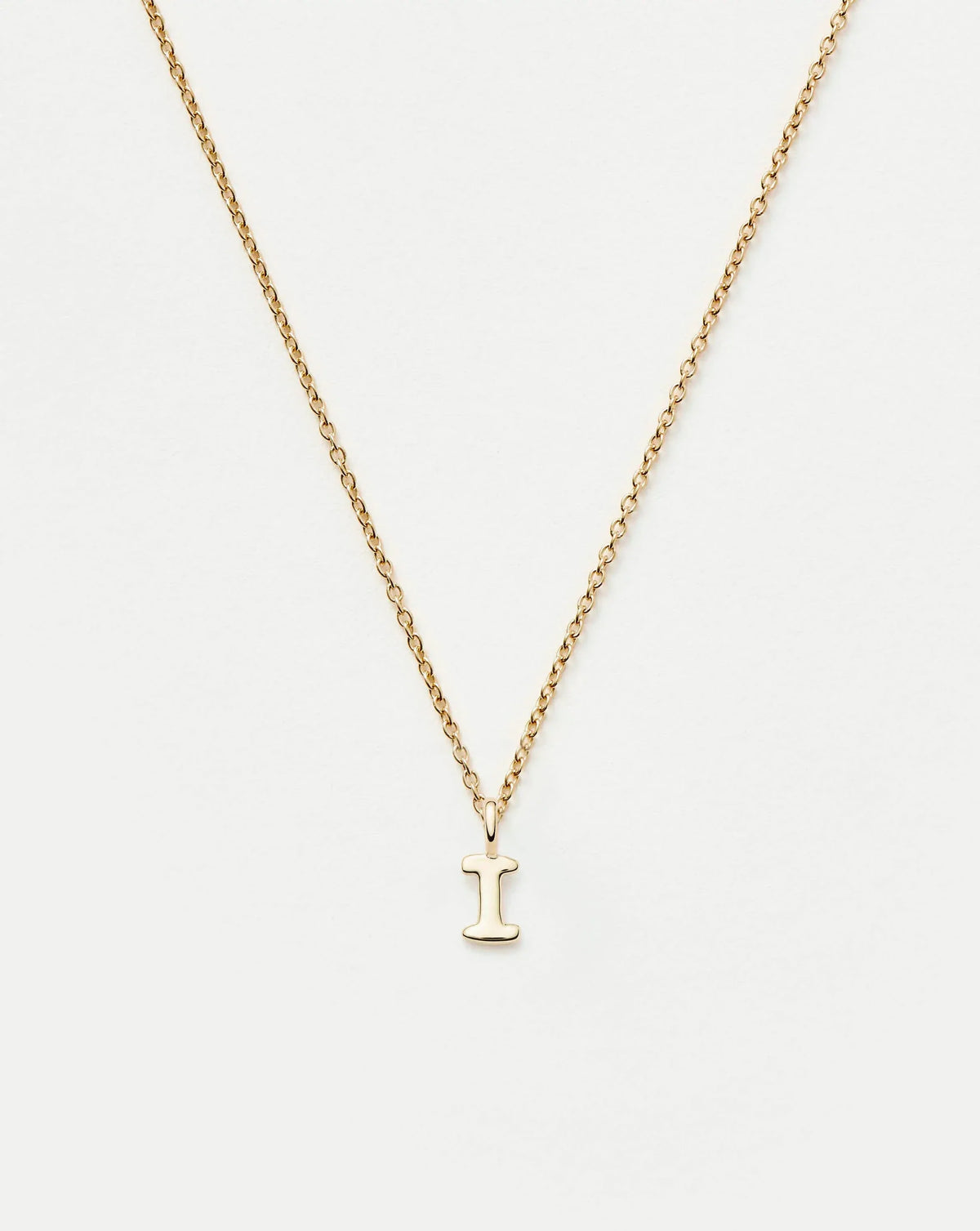 Solid Gold Initial Mini Pendant Necklace - I | 14ct Solid Gold