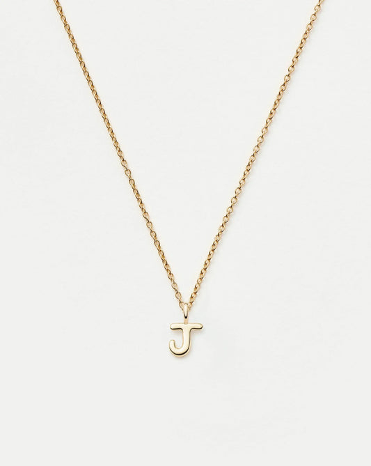 Solid Gold Initial Mini Pendant Necklace - J | 14ct Solid Gold