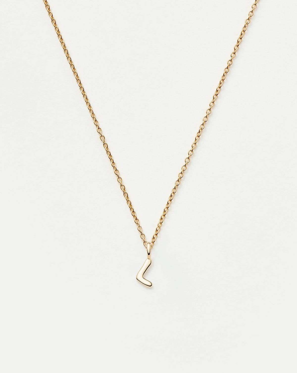 Solid Gold Initial Mini Pendant Necklace - L | 14ct Solid Gold