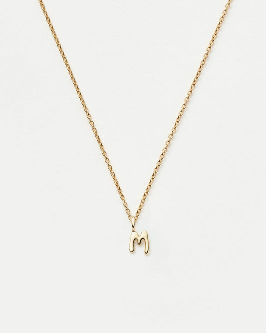 Solid Gold Initial Mini Pendant Necklace - M | 14ct Solid Gold