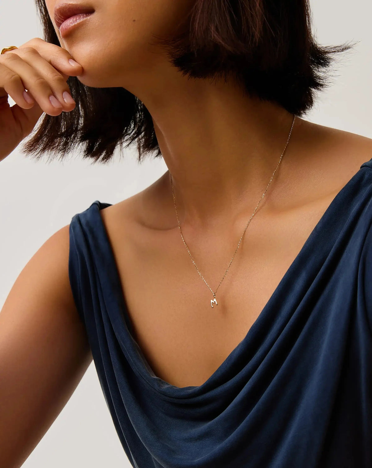 Solid Gold Initial Mini Pendant Necklace - M | 14ct Solid Gold