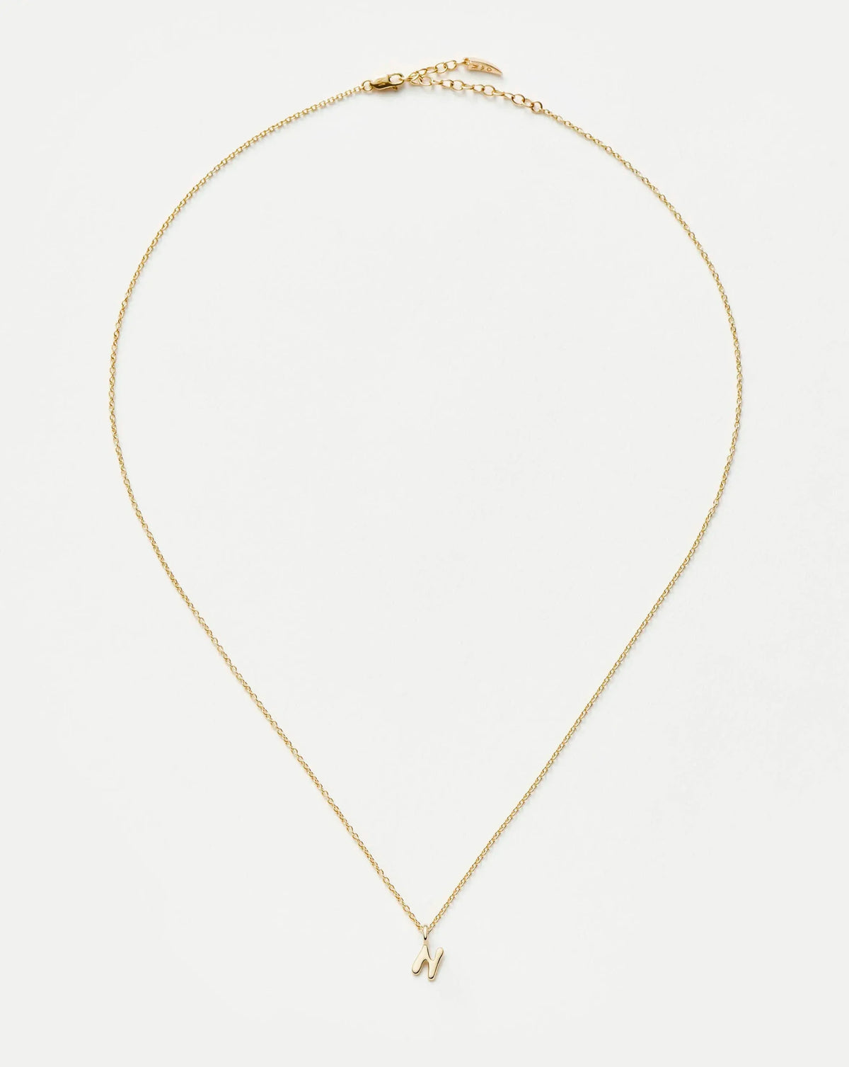 Solid Gold Initial Mini Pendant Necklace - N | 14ct Solid Gold