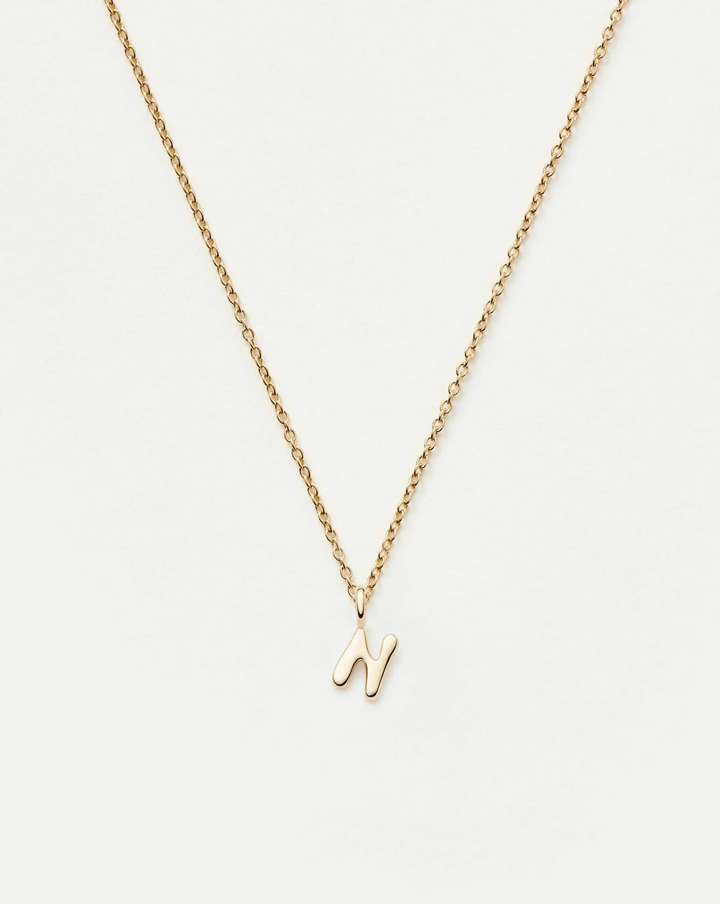 Solid Gold Initial Mini Pendant Necklace - N | 14ct Solid Gold