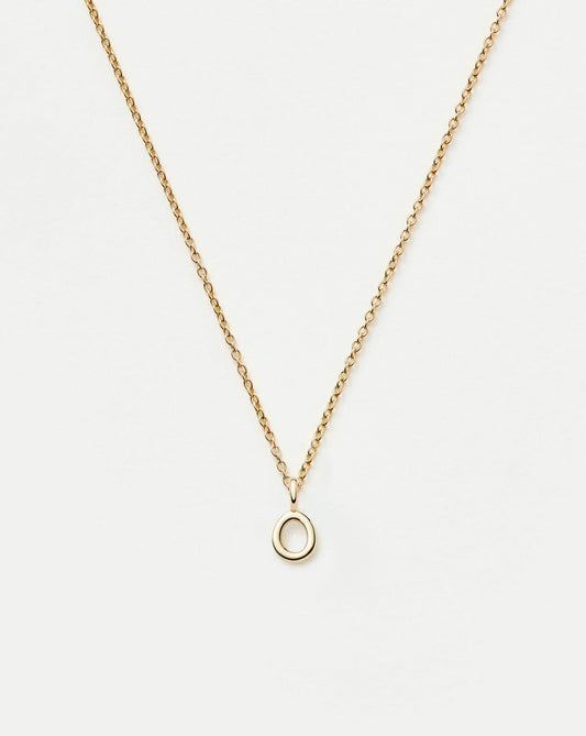 Solid Gold Initial Mini Pendant Necklace - O | 14ct Solid Gold
