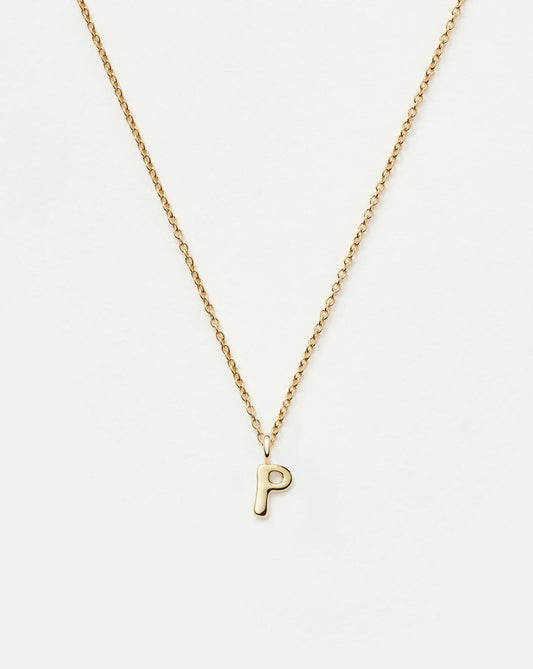 Solid Gold Initial Mini Pendant Necklace - P | 14ct Solid Gold